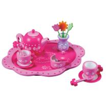 Lelin toys Дървен сервиз за чай, Цветя