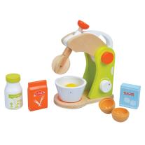 Lelin toys Дървен детски миксер, с продукти, зелен
