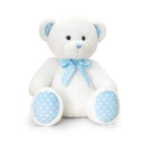 Keel Toys - Плюшена играчка, Бебешко мече, бяло с точки, 25 см