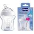 Стъклено шише за хранене Chicco Natural Feeling 150 мл. със силиконов биберон 1 капка 0 м+ прозрачно