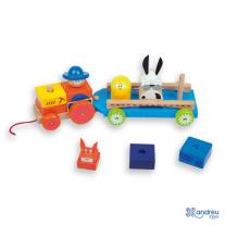 Дървена играчка Трактор с животни Andreu toys