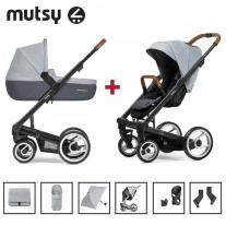 Mutsy Пакет MUTSY Шаси I2 Black + Кош За Новородено I2 Pure Cloud + Седалка I2 Pure Cloud + Аксесоари I2