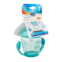 Canpol Нетечаща чаша с дръжки и мек накрайник, Happy Vehicles 230 мл 9м+ turquoise