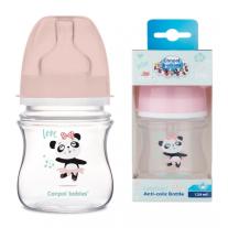 CANPOL Шише с широко гърло 120 мл. АНТИКОЛИК TOYS РОЗОВ 