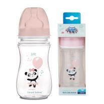 CANPOL Шише с широко гърло 240 мл. АНТИКОЛИК TOYS РОЗОВ 