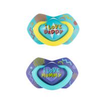 Canpol Комплект силиконови залъгалки със симетрична форма 2 бр, Neon Love 6-18 м blue