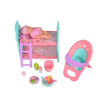 Moni Toys Кукла 31 см пишкаща с легло и стол за хранене - 8295
