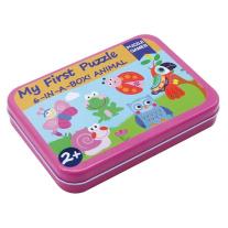 Дървен пъзел за най-малките 6 броя животни в кутия Andreu toys