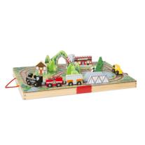 Melissa & Doug - Дървен комплект в куфарче - Железопътна линия