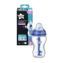 Шише за хранене Tommee Tippee Advanced Anti-Colic 3м+. 340 мл. Синьо с декорация