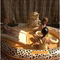 Голям басейн с пързалка Swim Essentials "Beige Leopard"