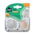 Ортодонтични залъгалки Tommee Tippee NIGHT TIME със светеща в тъмното дръжка 6-18м Rозова и сива с декор звезда