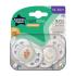 Ортодонтични залъгалки Tommee Tippee NIGHT TIME със светеща в тъмното дръжка 18-36м Розови с декор луна и листо