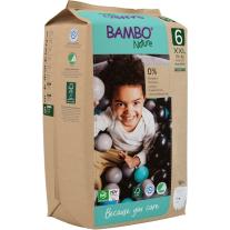 Eко пелени за еднократна употреба, тип тренировъчни / преходни гащи Bambo Nature Pants, размер 6, XXL, 18+ кг., 18 броя, хартиена опаковка