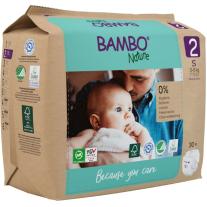 Еко пелени за еднократна употреба Bambo Nature, размер 2, S, 3-6кг., 30 броя, хартиена опаковка