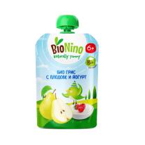 Био плодова закуска BioNino - Пауч с грис, плодове и йогурт, 6 м+, 90 g