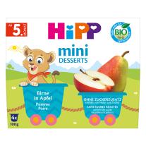 Био десерт Hipp - Круши и ябълки, 6м+, 4 х 100 g