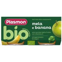 Био пюре Plasmon - Банан и ябълка, 6 м+, 2 х 80 g