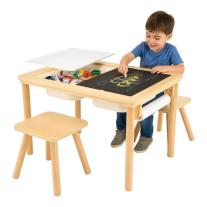 Детска дървена масичка за активна игра с 2 столчета GINGER HOME 5 в 1