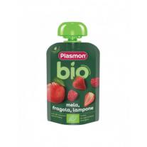 Био плодова закуска Plasmon - Пауч с ябълка и ягода, 6 м+, 100 g