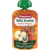 Плодова закуска Plasmon - Пауч с ябълка и ягода, 12+ м