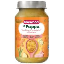 Пюре Plasmon - Зеленчуци с бебешка паста и свинско месо, 7+ м, 200 g