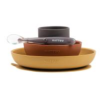 Силиконов комплект за хранене Nattou Brown 4 части