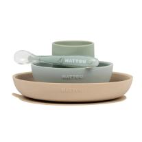 Силиконов комплект за хранене 4 части Nattou green