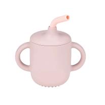 Силиконова чаша с дръжки и сламка Nattou pink
