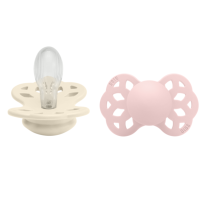 Симетрични силиконови залъгалки Bibs Infinity, Ivory/Blossom, 0-6 м