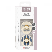 Залъгалки Bibs Studio Colour Pin, Ivory Steel Blue Mix, 0-6 м, 2 броя