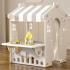 Детски център за игра Feelkids с пързалка, къща и баскетболен кош, сив
