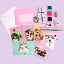 Творчески комплект за декорация с печати, картички и пликове Studio Pets