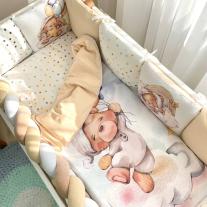 Луксозен бебешки комплект спално бельо от 6 части Msonya GammyBear collection/BEIGE