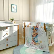 Луксозен бебешки комплект спално бельо от 6 части Msonya GammyBear collection/BLUE