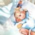 Луксозен бебешки комплект спално бельо от 6 части Msonya GammyBear collection/BLUE