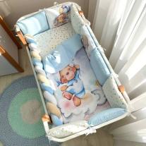 Луксозен бебешки комплект спално бельо от 6 части Msonya GammyBear collection/BLUE