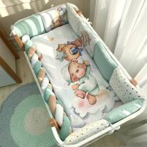 Луксозен бебешки комплект спално бельо от 6 части Msonya GammyBear collection/GREEN