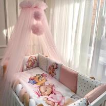 Луксозен бебешки комплект спално бельо от 6 части Msonya GammyBear collection/PINK