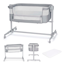 Бебешка кошара KinderKraft NESTEE UP 2 LIGHT GREY