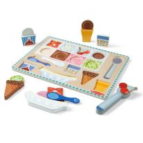 Дървен магнитен пъзел със сладолед и комплект за игра Melissa & Doug - 16 части 