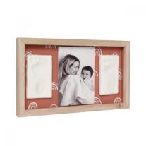 Дървена Рамка за 2 Бебешки Отпечатъка и Снимка Petite ARTichaut Rainbow Terracotta