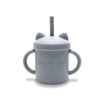 Силиконова чаша с дръжки и сламка Lorelli - Natural, Grey
