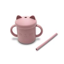 Силиконова чаша с дръжки и сламка Lorelli Deep Pink