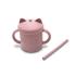 Силиконова чаша с дръжки и сламка Lorelli Deep Pink