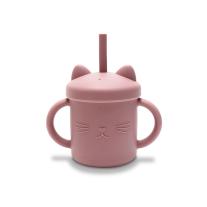Силиконова чаша с дръжки и сламка Lorelli Deep Pink