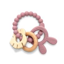 Силиконова гризалка с бук Lorelli Premium - Зайче, Deep Pink