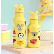 Бутилка от неръждаема стомана със сламка A little lovely company Animal Friends - 350мл.