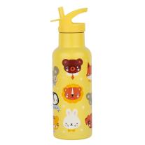 Бутилка от неръждаема стомана със сламка A little lovely company Animal Friends - 500мл.