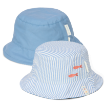 Двустранна Шапка за Слънце Little Dutch Stripes Ocean Blue - размер 2